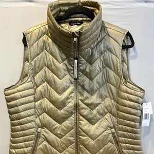 Calvin Klein Puffer Vest Gold 100% Down With Tags 2XL new with tags